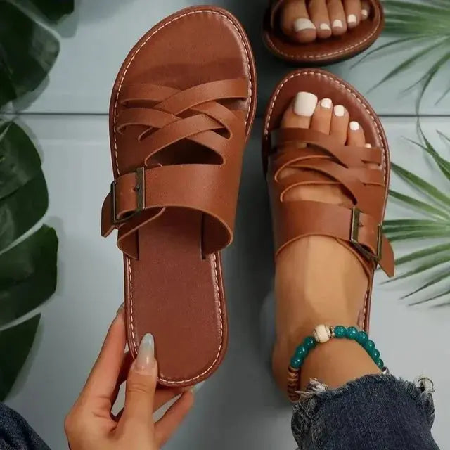 Mules Été Croisées Ajourées Pour Femmes Confortables Et Élégantes Idéales Pour Balades Au Soleil