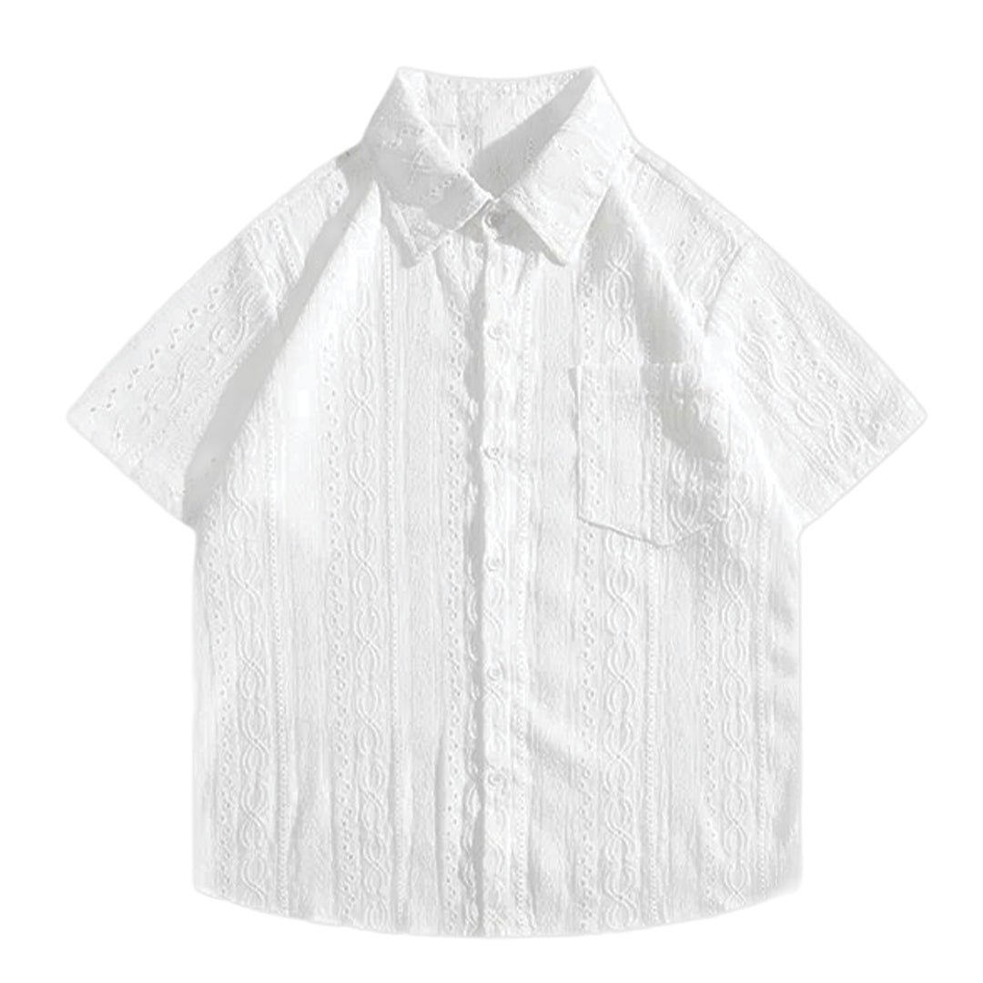 Chemise Rio En Jacquard Dentelle Respirante En Coton Polyester Avec Col Classique Poches Et Boutons