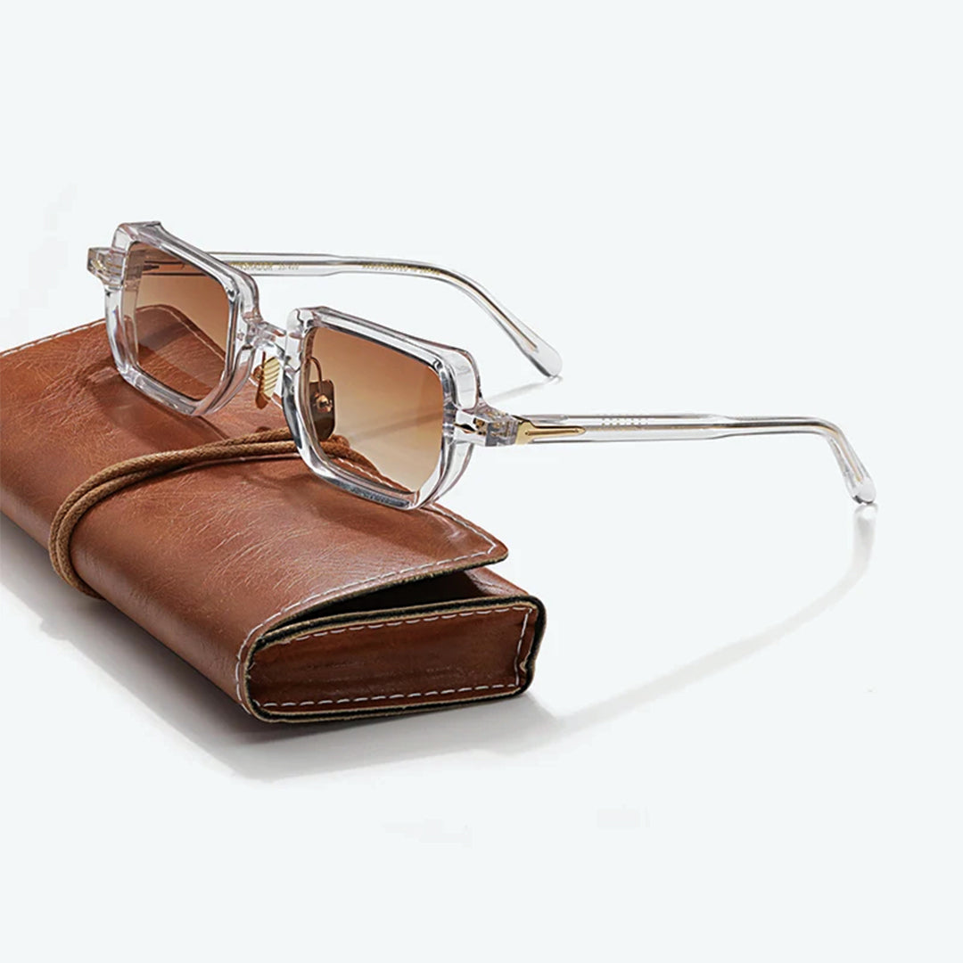 Lunettes De Soleil Rectangulaires Rivaro En Acétate Italien Et Titane Avec Lentilles Teintées UV400