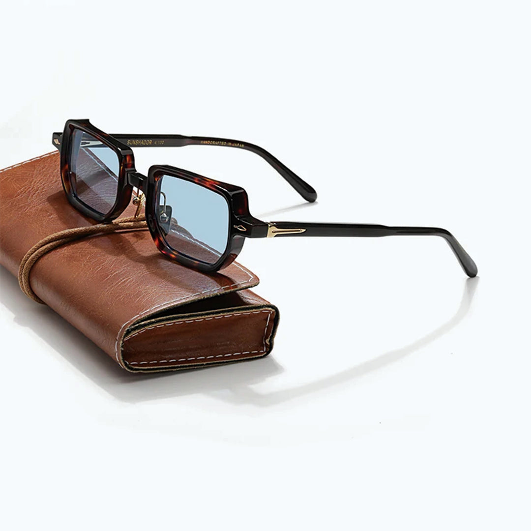 Lunettes De Soleil Rectangulaires Rivaro En Acétate Italien Et Titane Avec Lentilles Teintées UV400
