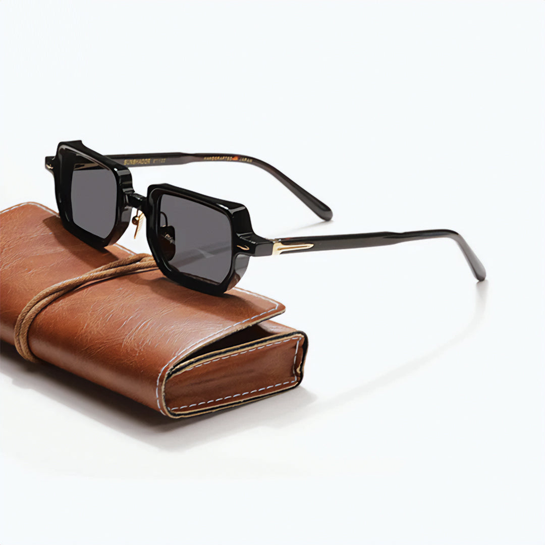 Lunettes De Soleil Rectangulaires Rivaro En Acétate Italien Et Titane Avec Lentilles Teintées UV400