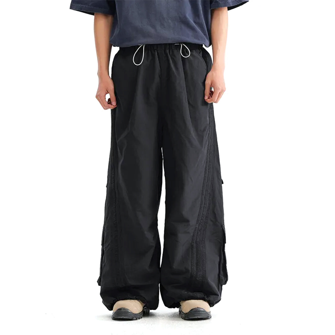 Pantalon Cargo Rayé Horizon Large Avec Poches Multiples Nylon Polyester Résistant À L Eau