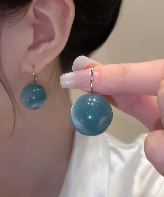 Boucles d'oreilles pendantes en argent sterling bleu avec boules mignonnes - Amawinc