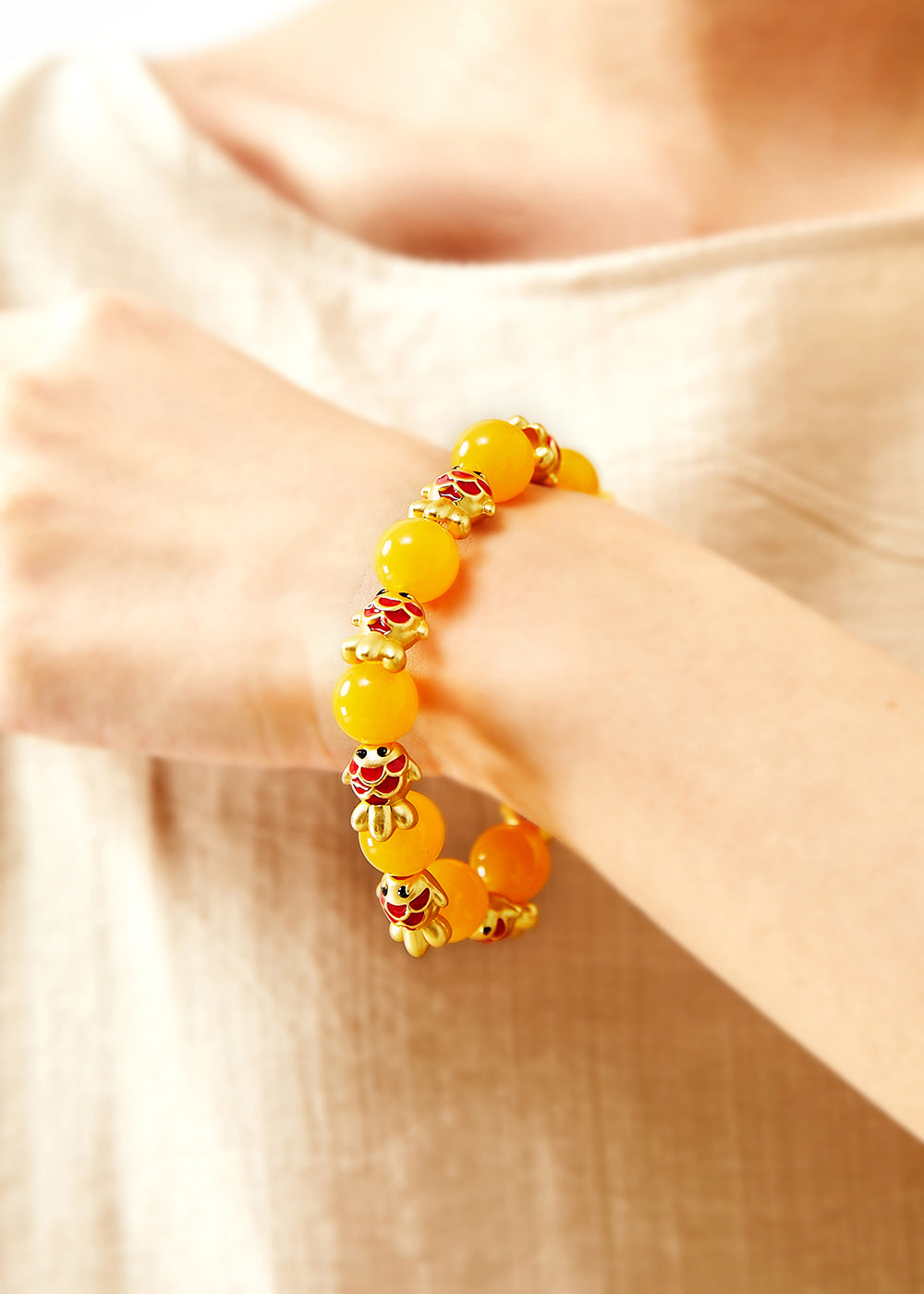 Bracelet en cire d'abeille fine avec dorure de poisson mignon - Amawinc