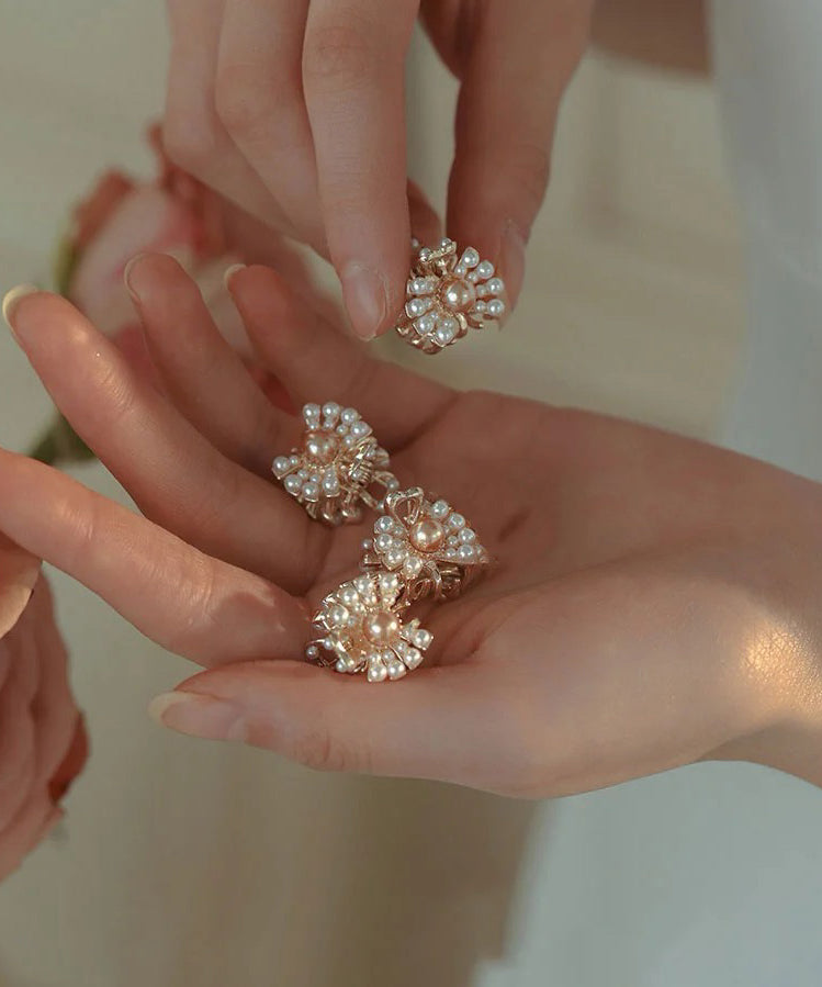 Pince à cheveux mignonne en alliage doré et perle, quatre combinaisons possibles - Amawinc
