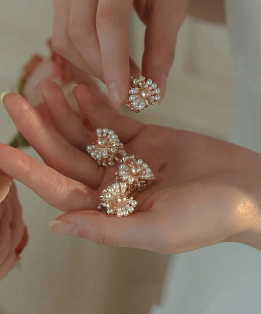 Pince à cheveux mignonne en alliage doré et perle, quatre combinaisons possibles - Amawinc