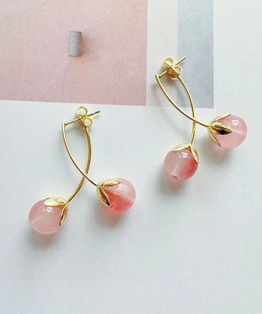 Boucles d'oreilles créoles en argent sterling et résine dorée en forme de tomate - Amawinc