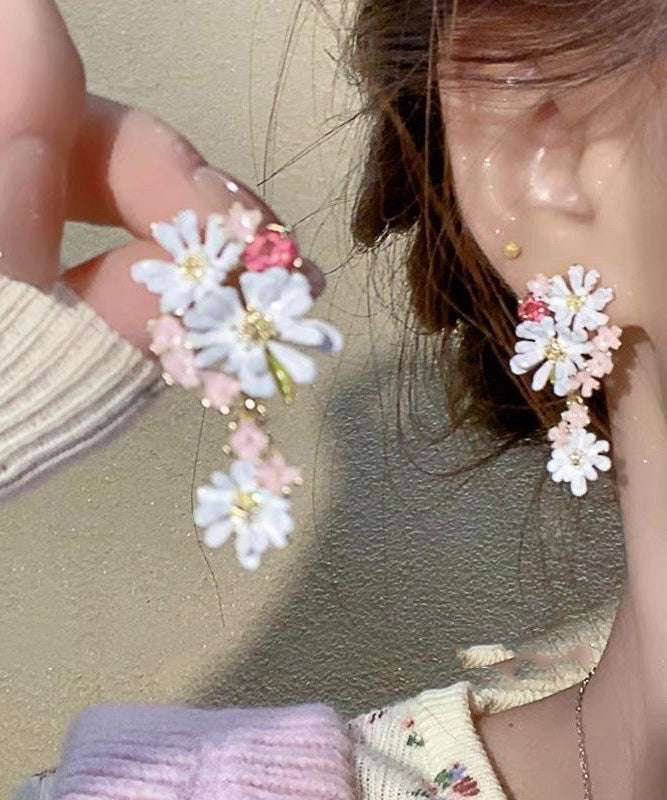 Boucles d'oreilles pendantes florales en cuivre arc-en-ciel - Amawinc
