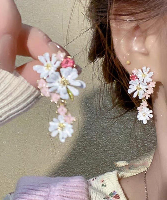 Boucles d'oreilles pendantes florales en cuivre arc-en-ciel - Amawinc