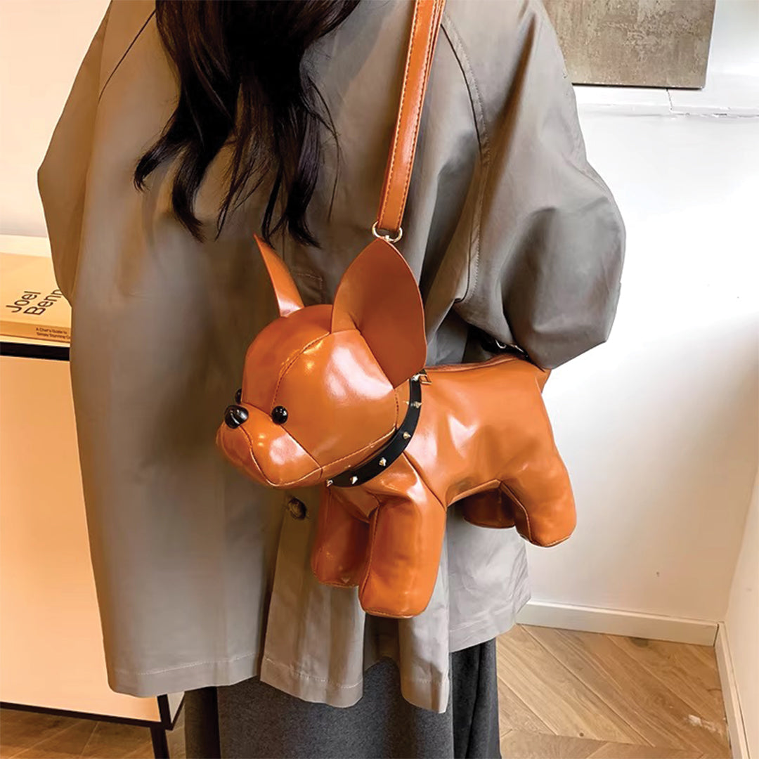 Amawinc Sac Bandoulière Charlie En Forme De Bouledogue Français Avec Cuir Durable Et Détail Collier À Pointes