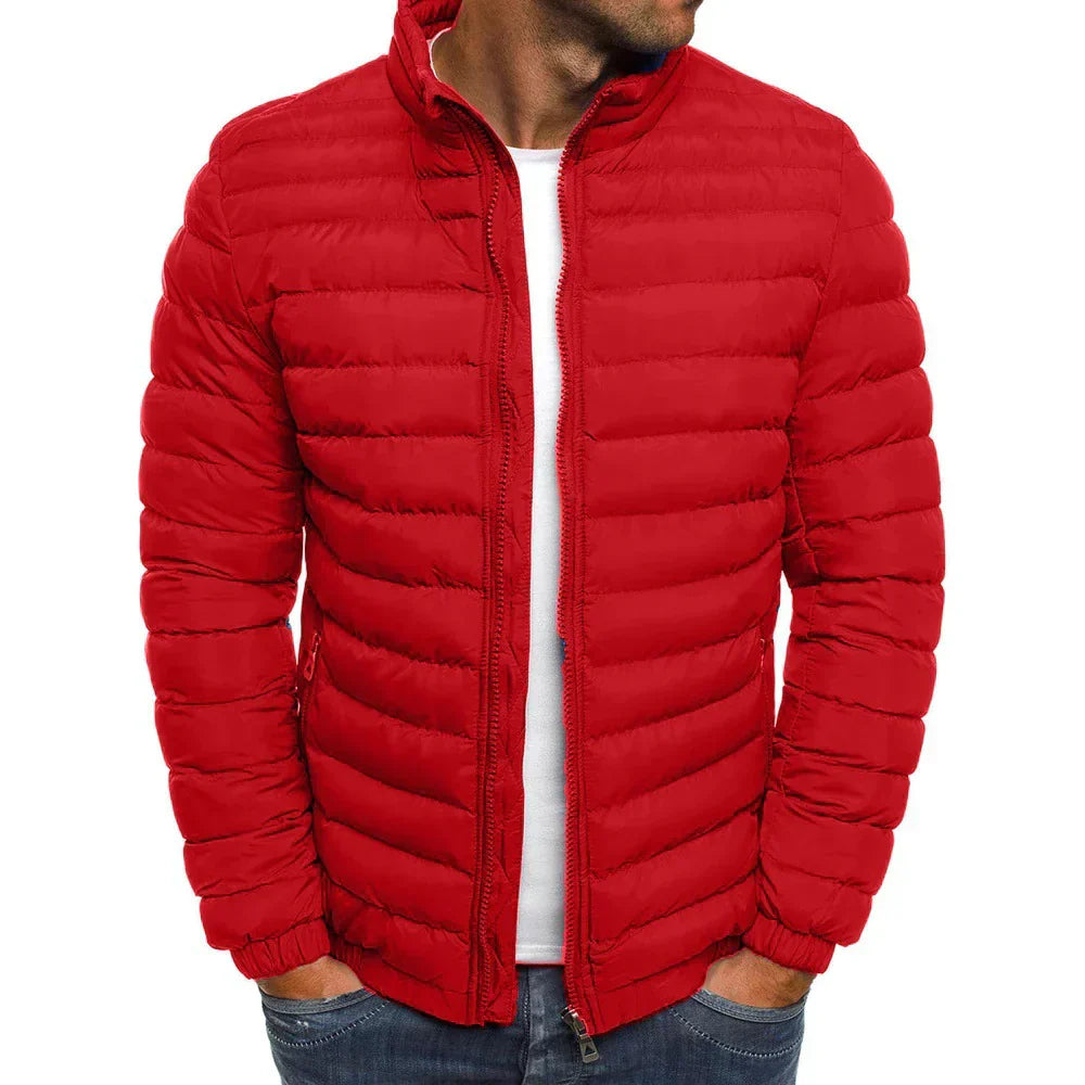 Veste Puffer Homme Légère Et Chaude Avec Col Haut Zip Et Résistance Au Vent En Nylon Extérieur Et Rembourrage Polyester