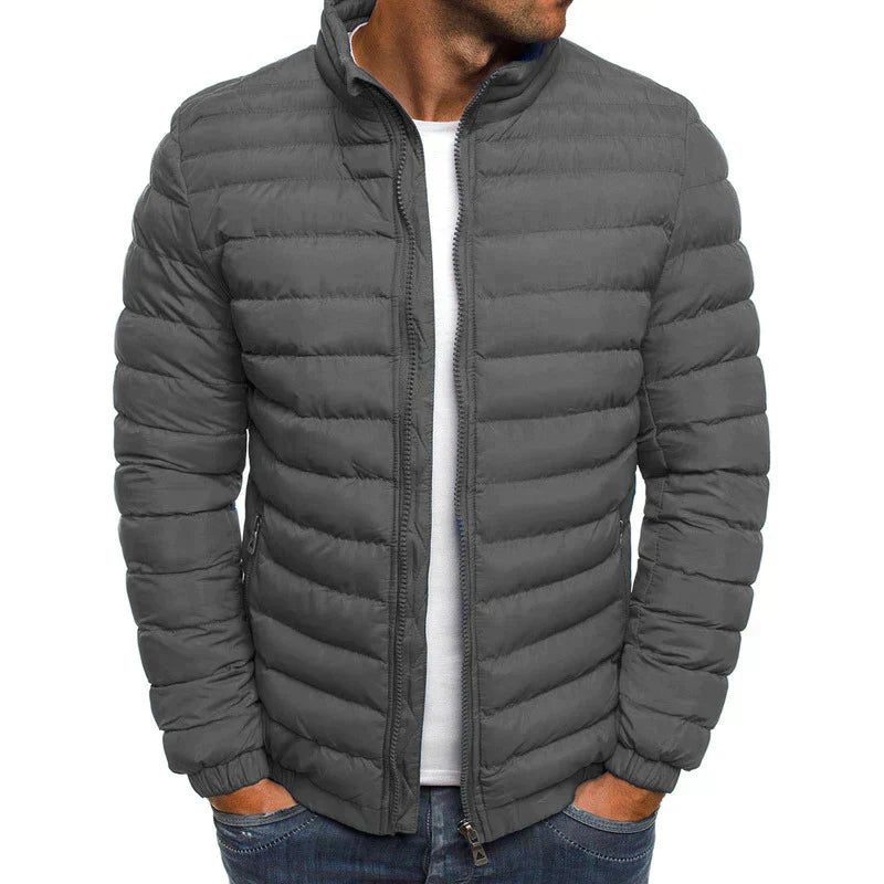Veste Puffer Homme Légère Et Chaude Avec Col Haut Zip Et Résistance Au Vent En Nylon Extérieur Et Rembourrage Polyester