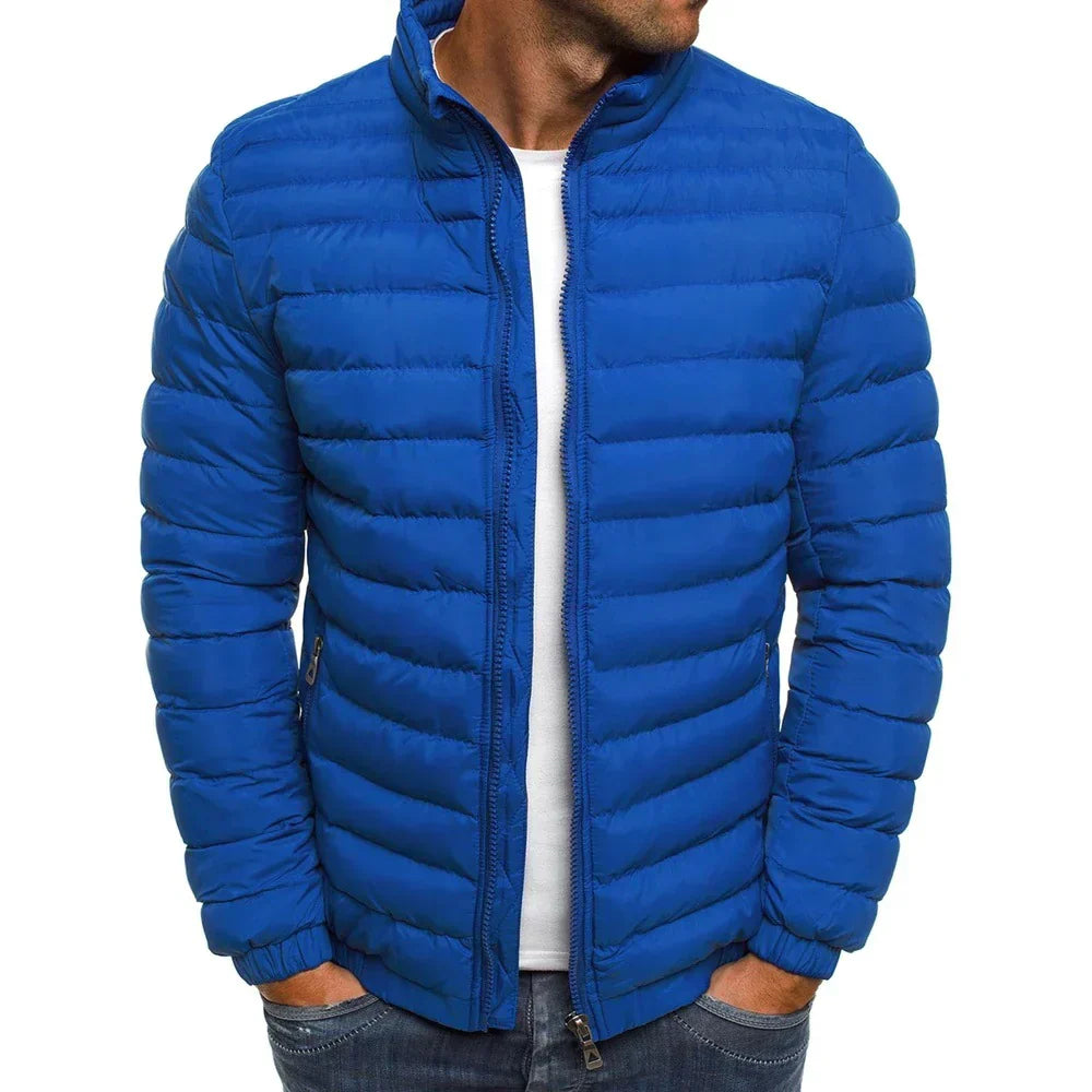 Veste Puffer Homme Légère Et Chaude Avec Col Haut Zip Et Résistance Au Vent En Nylon Extérieur Et Rembourrage Polyester