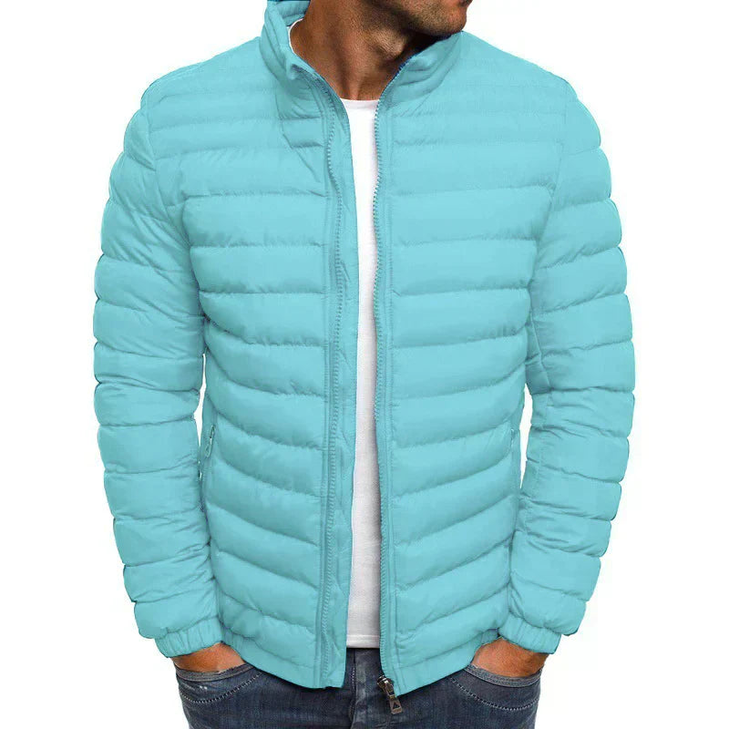 Veste Puffer Homme Légère Et Chaude Avec Col Haut Zip Et Résistance Au Vent En Nylon Extérieur Et Rembourrage Polyester