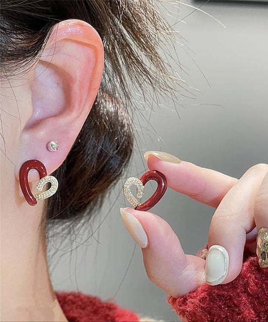 Boucles d'oreilles à tige asymétriques en cuivre et zircons colorés à faire soi-même - Amawinc
