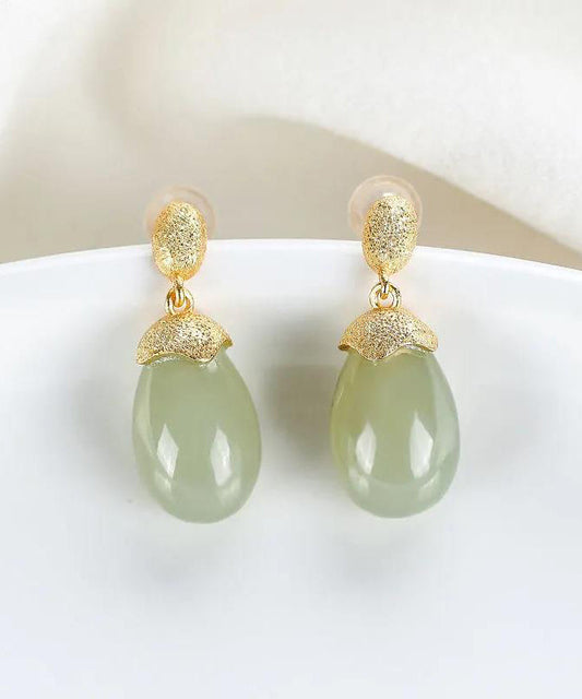 Boucles d'oreilles pendantes en argent sterling et jade surdoré cyan DIY - Amawinc