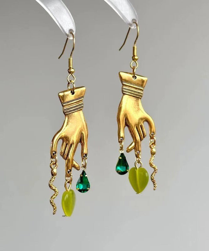 Boucles d'oreilles pendantes en cristal Love Palm, surdorées en cuivre doré à faire soi-même - Amawinc