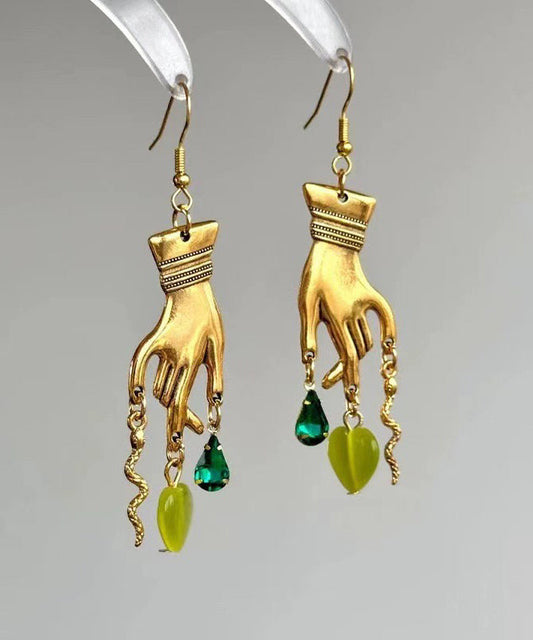 Boucles d'oreilles pendantes en cristal Love Palm, surdorées en cuivre doré à faire soi-même - Amawinc