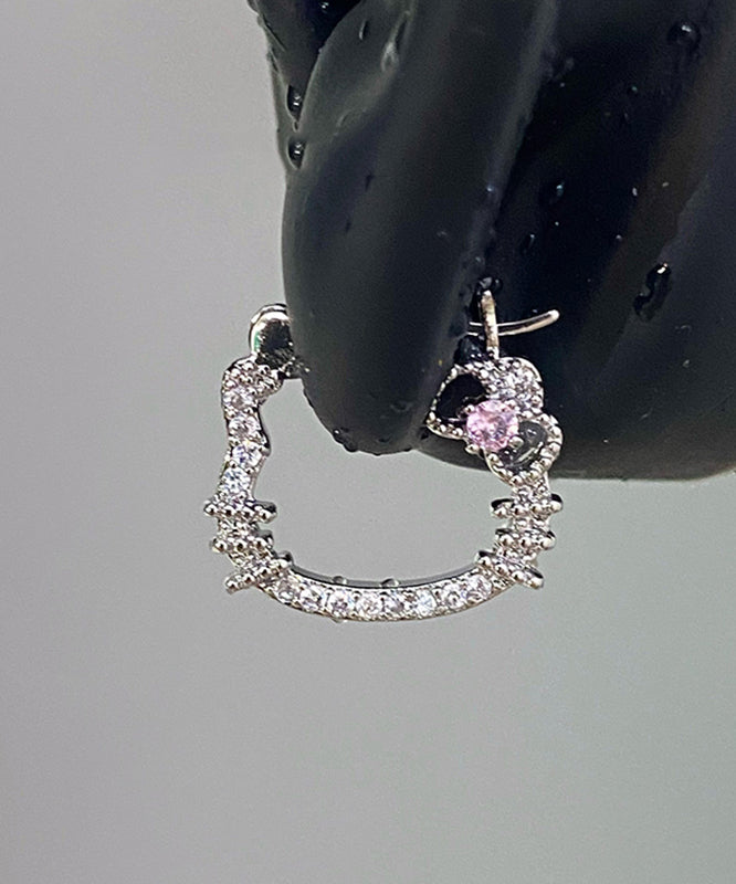 Boucles d'oreilles créoles en forme de chat, en soie, cuivre et zircon, à faire soi-même - Amawinc