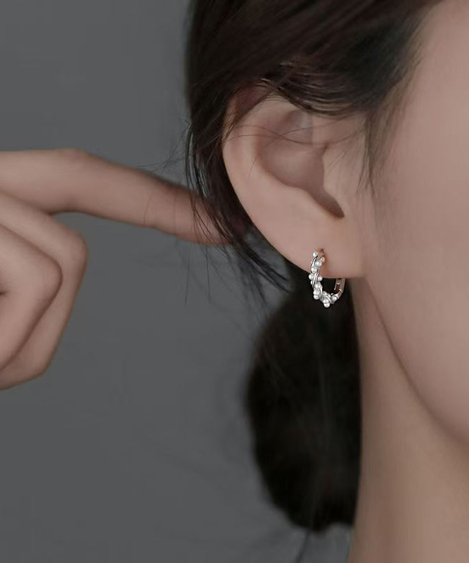 Boucles d'oreilles créoles en soie et argent sterling avec perles - Amawinc