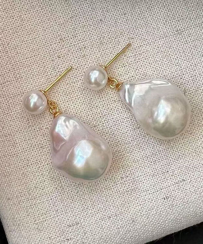 Boucles d'oreilles pendantes en alliage blanc avec perles et gouttes d'eau - Amawinc