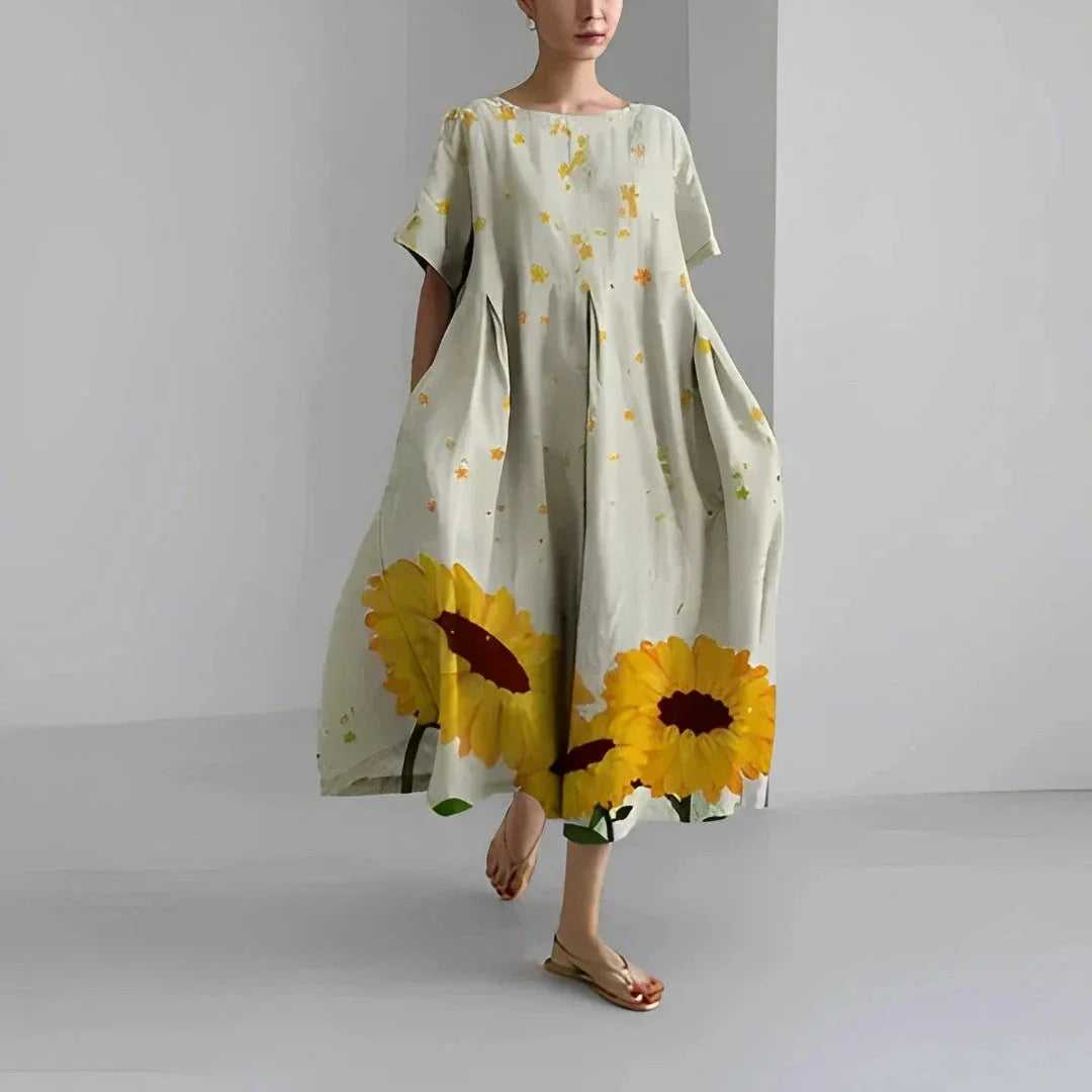 Robe Maxi Bohème Fluide À Fleurs Dahlia Oversize Décontractée Été Pour Vacances Et Style Décontracté Waylynn