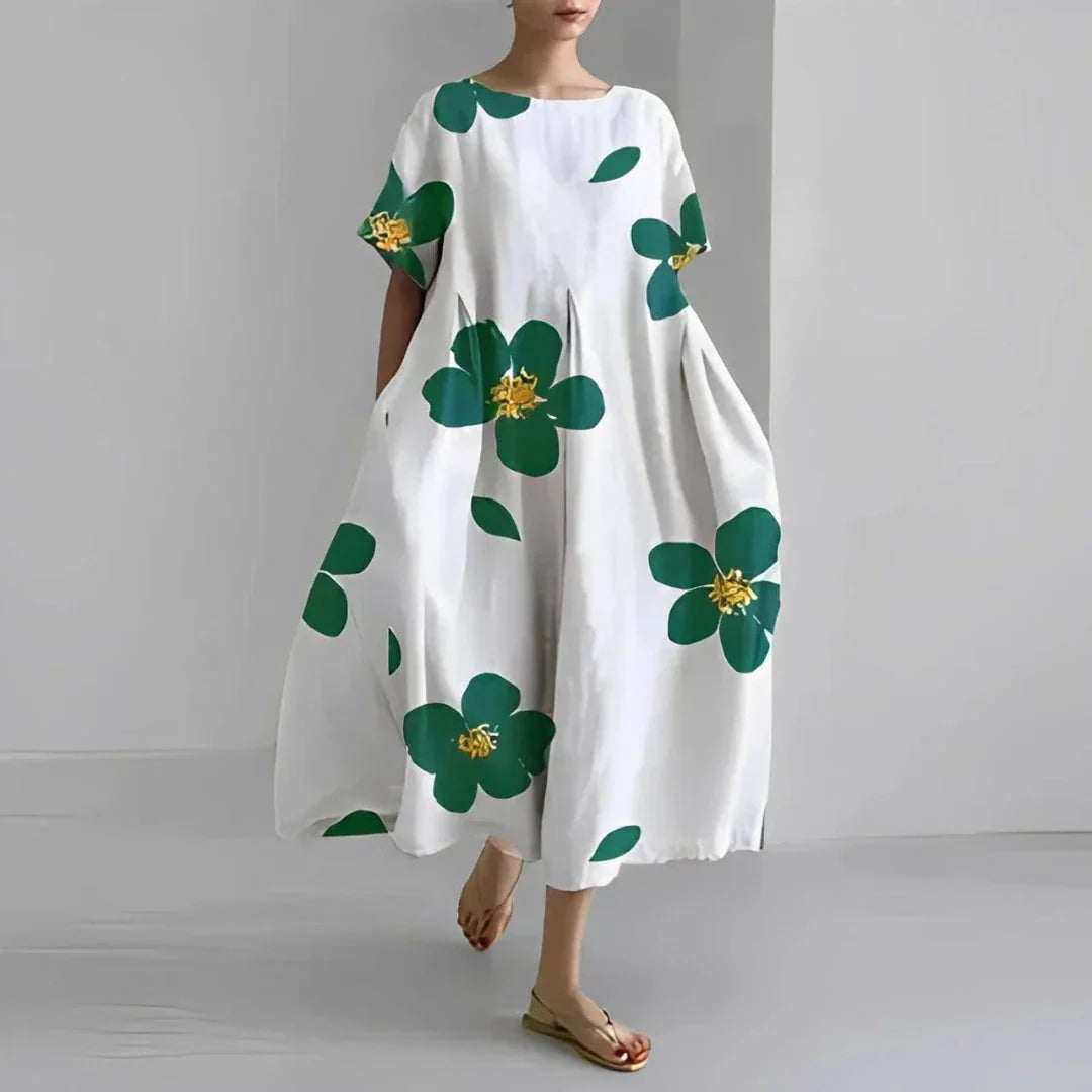 Robe Maxi Bohème Fluide À Fleurs Dahlia Oversize Décontractée Été Pour Vacances Et Style Décontracté Waylynn