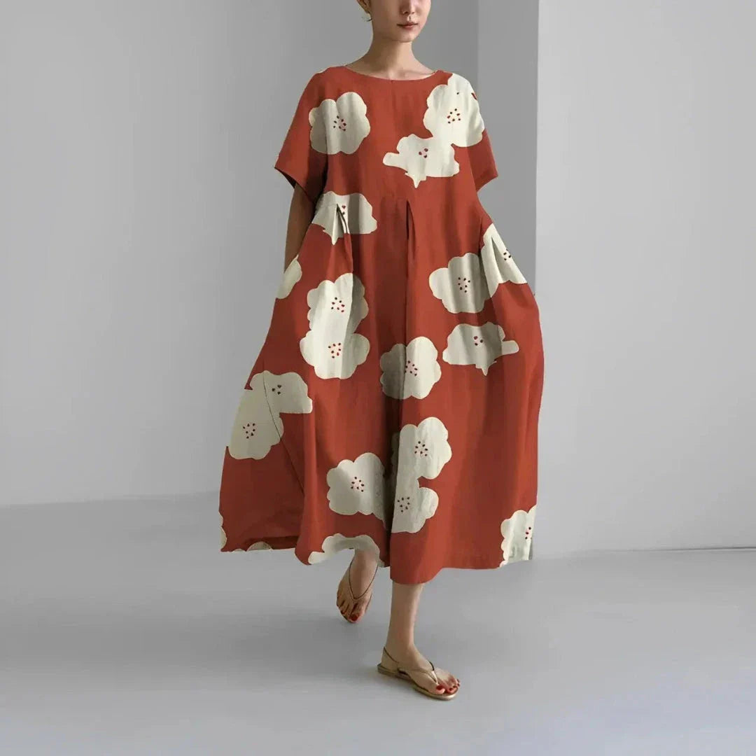 Robe Maxi Bohème Fluide À Fleurs Dahlia Oversize Décontractée Été Pour Vacances Et Style Décontracté Waylynn