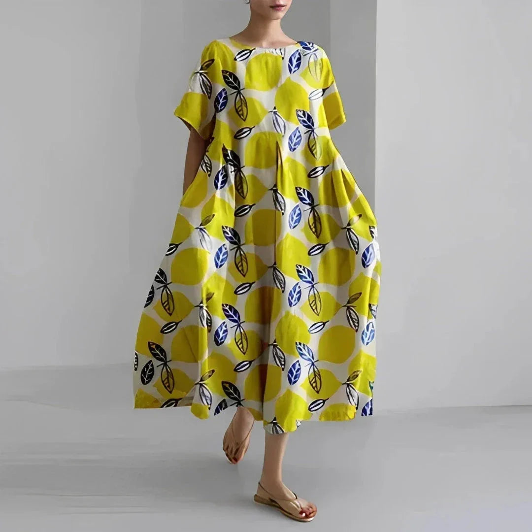 Robe Maxi Bohème Fluide À Fleurs Dahlia Oversize Décontractée Été Pour Vacances Et Style Décontracté Waylynn