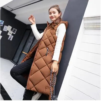 Daisy Gilet Long Matelassé D'hiver À Capuche Pour Femme Veste Chaude Polyvalente Confortable