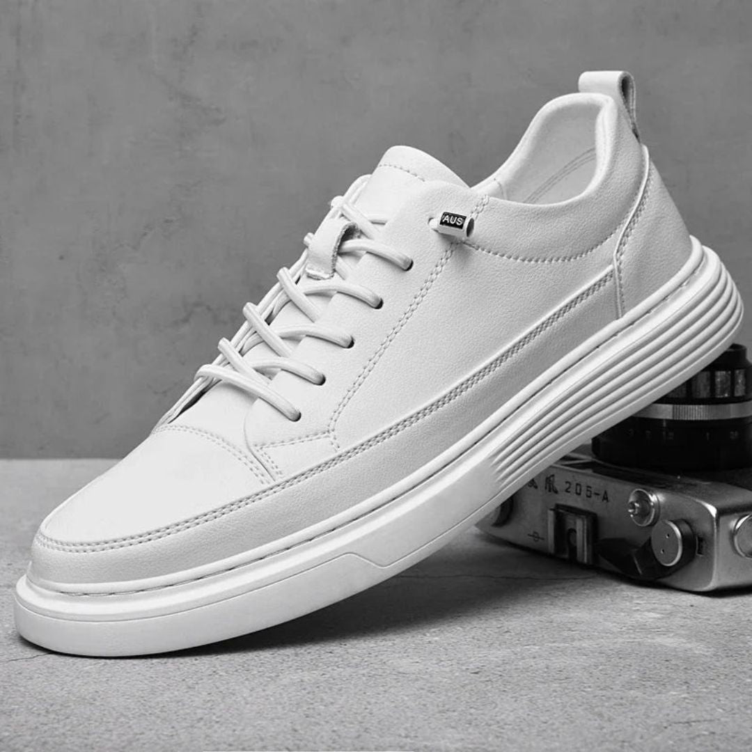Damon Luxe Baskets Minimalistes Blanches Confort Exceptionnel Avec Semelle Extensible En Caoutchouc Flexible Et Coussinée