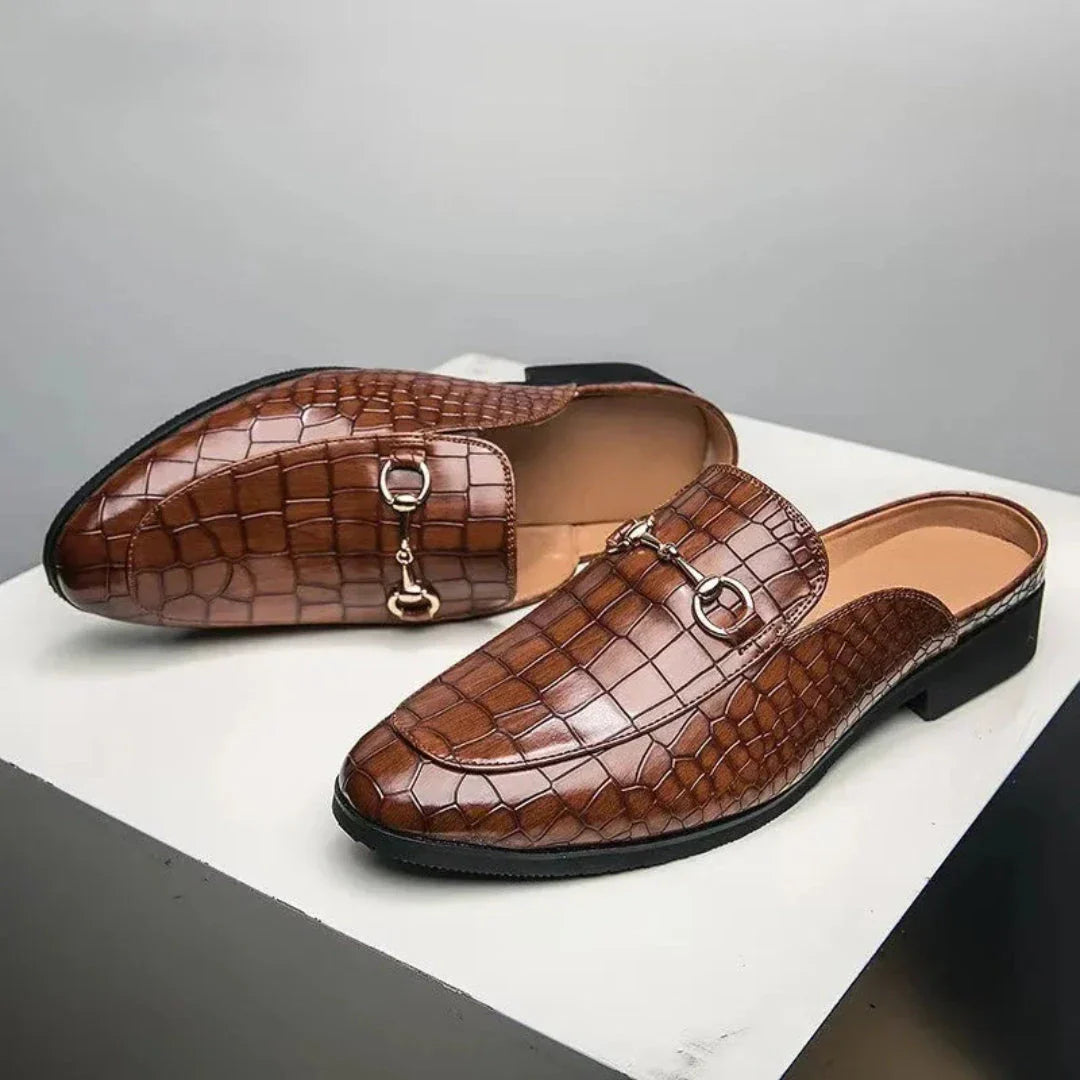 Dante Mules Imprimé Crocodile Cuir Synthétique À Enfiler Sans Dos Semelle Intérieure Rembourrée Confort