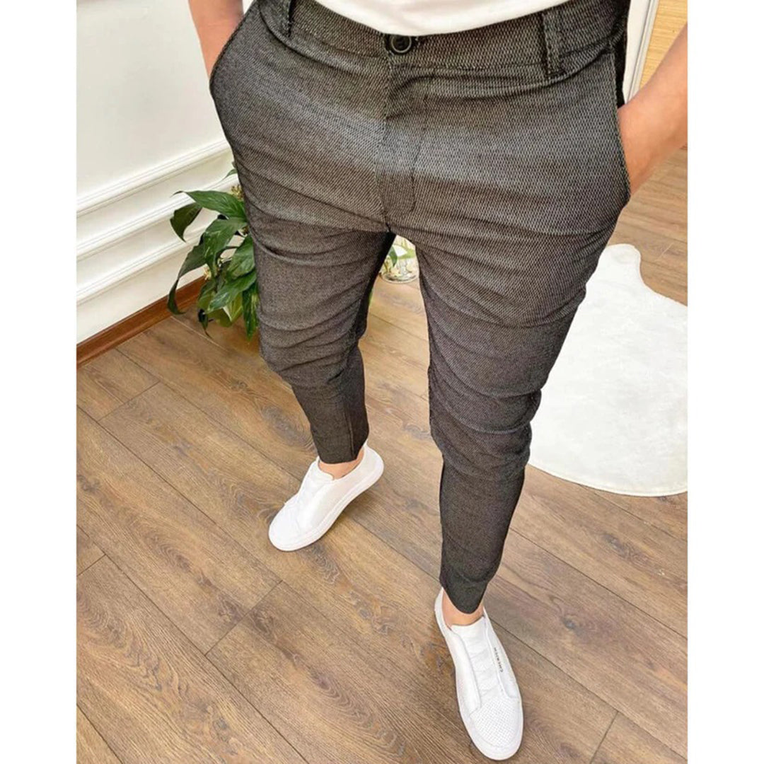 Pantalon Homme Slim Fit Roman À Cheville Courte Moderne Coupe Tapered Smart Casual Toute Saison