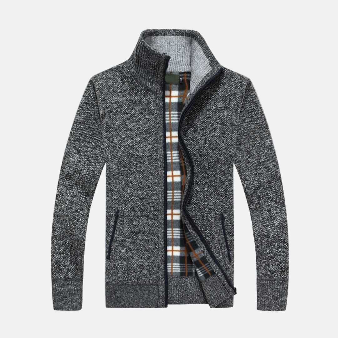 Veste Homme En Maille Texturée Avec Doublure Polaire Col Côtes Poignets Et Ourlet Pour Superposition Classique