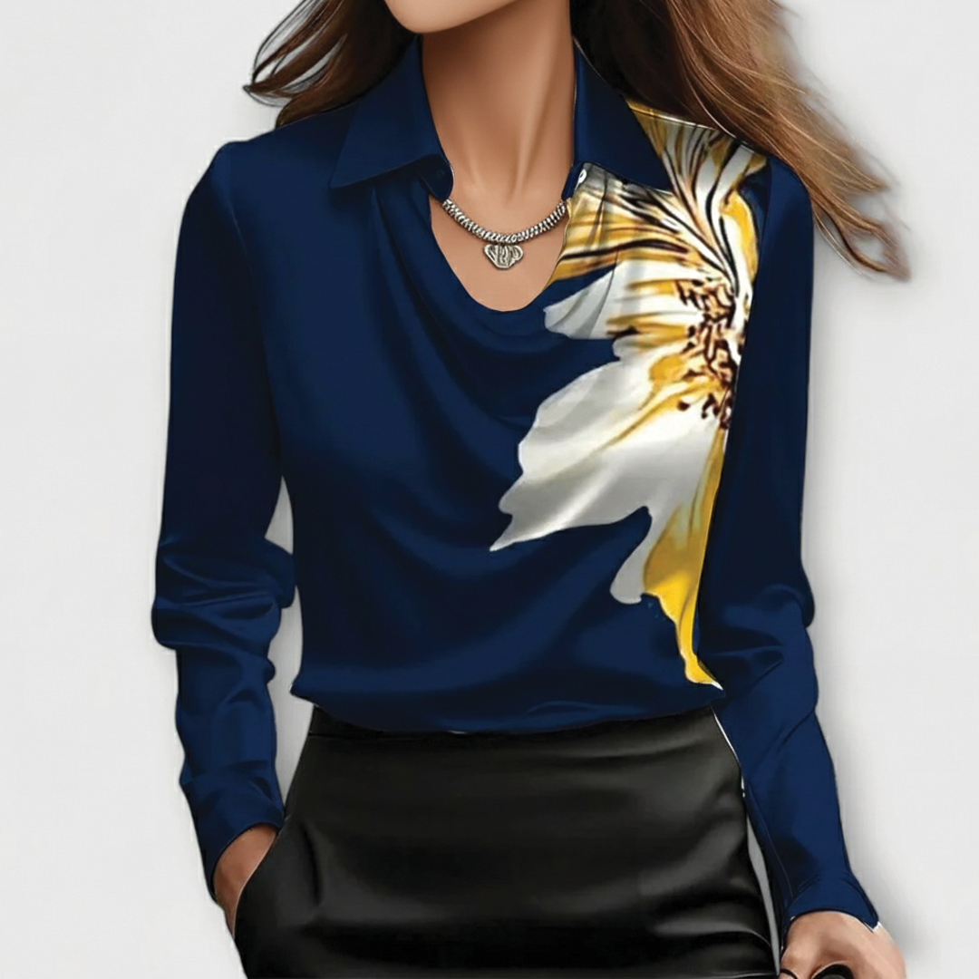 Scarlett Blouse Satinée Drapée Col Drapé Élégante Idéale Pour Le Travail Et Soirées Polyvalente