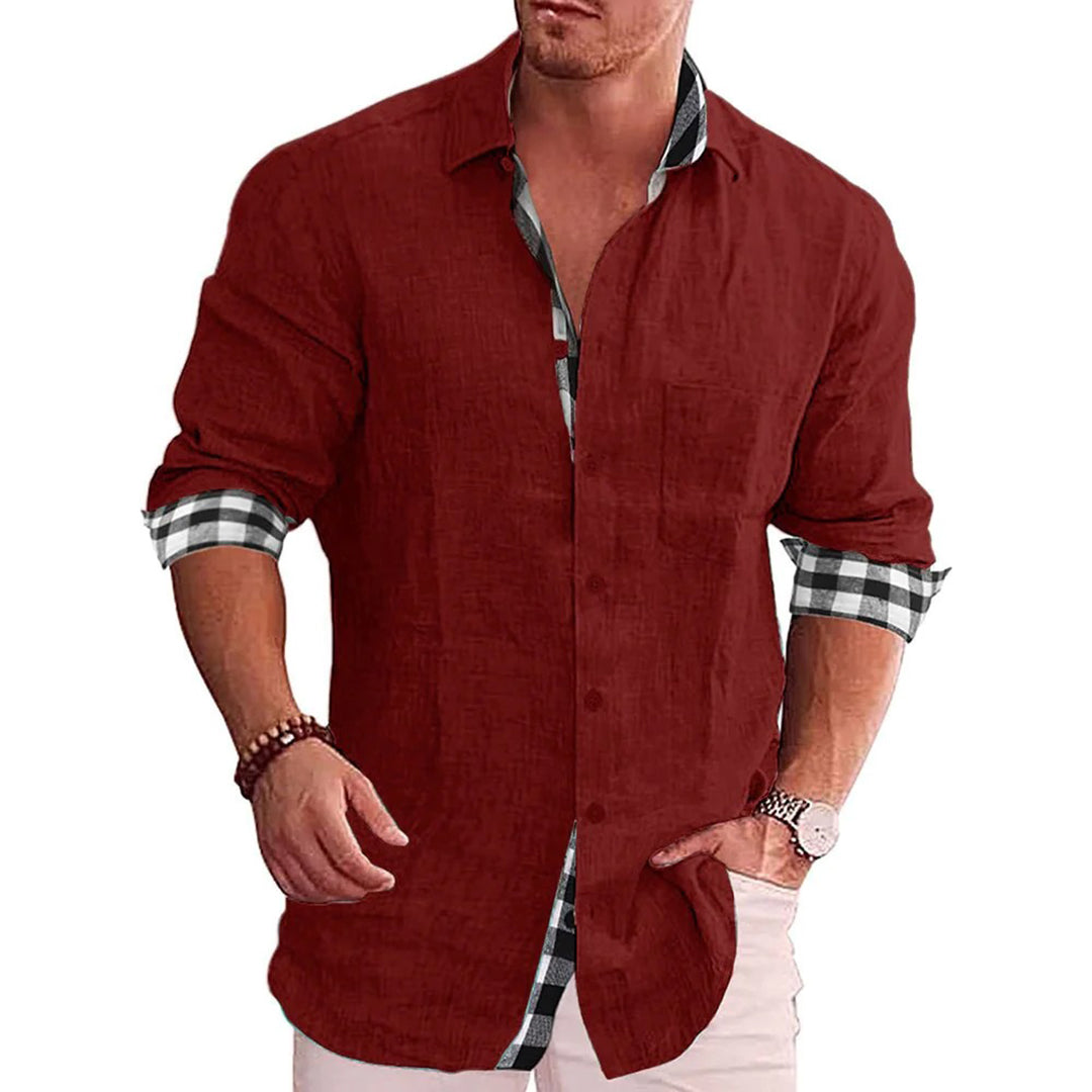 Chemise Homme Slim Fit Noire Avec Manches Longues Fermeture Par Boutons Poignets Contrastants Allure Nordique