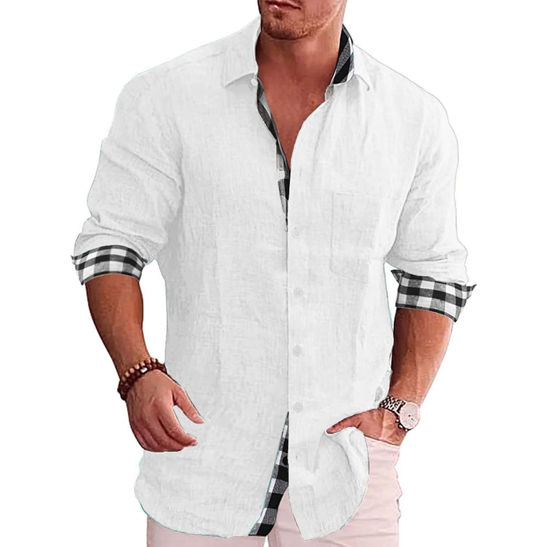 Chemise Homme Slim Fit Noire Avec Manches Longues Fermeture Par Boutons Poignets Contrastants Allure Nordique