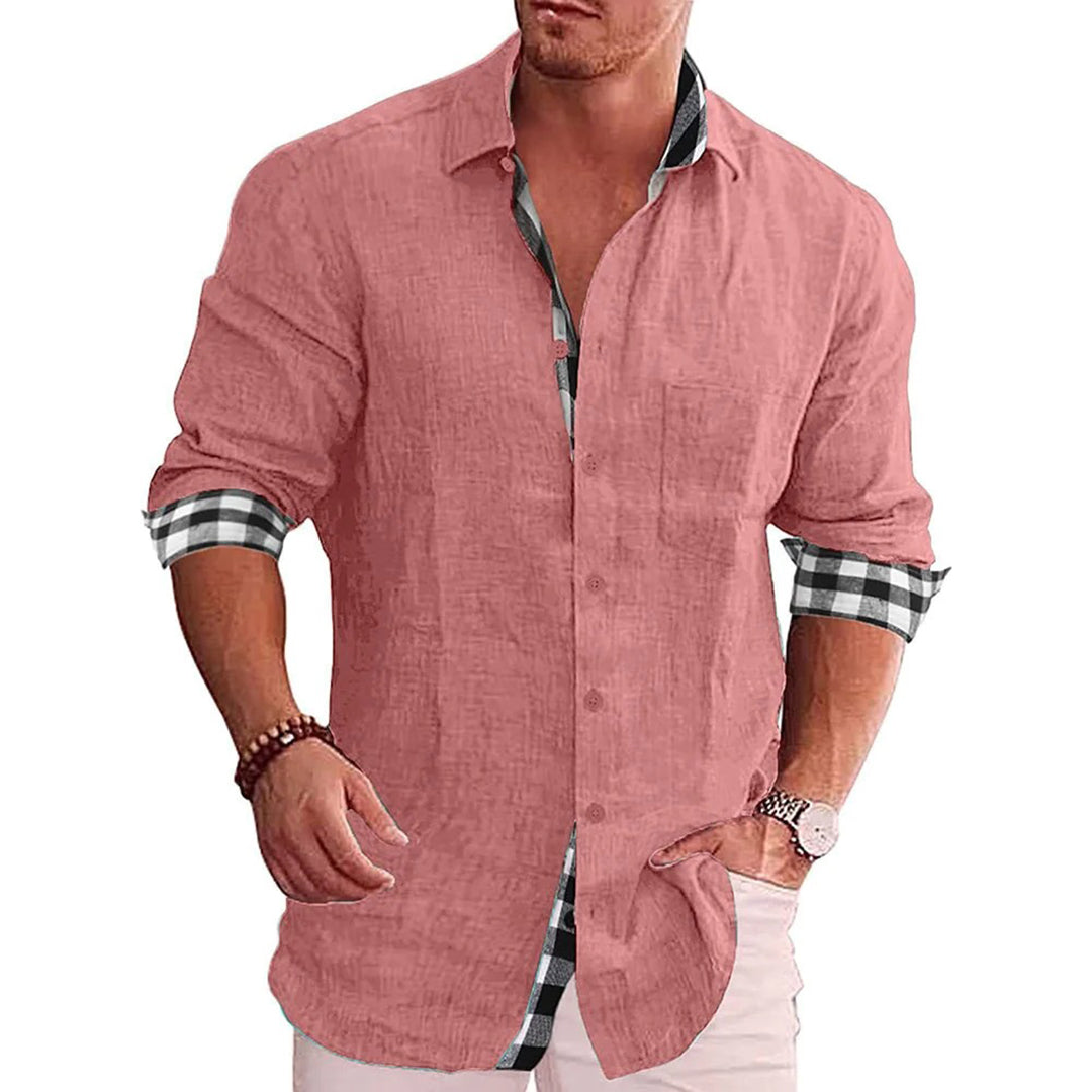 Chemise Homme Slim Fit Noire Avec Manches Longues Fermeture Par Boutons Poignets Contrastants Allure Nordique
