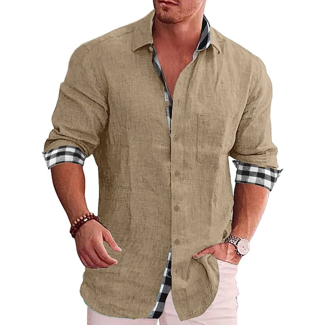 Chemise Homme Slim Fit Noire Avec Manches Longues Fermeture Par Boutons Poignets Contrastants Allure Nordique
