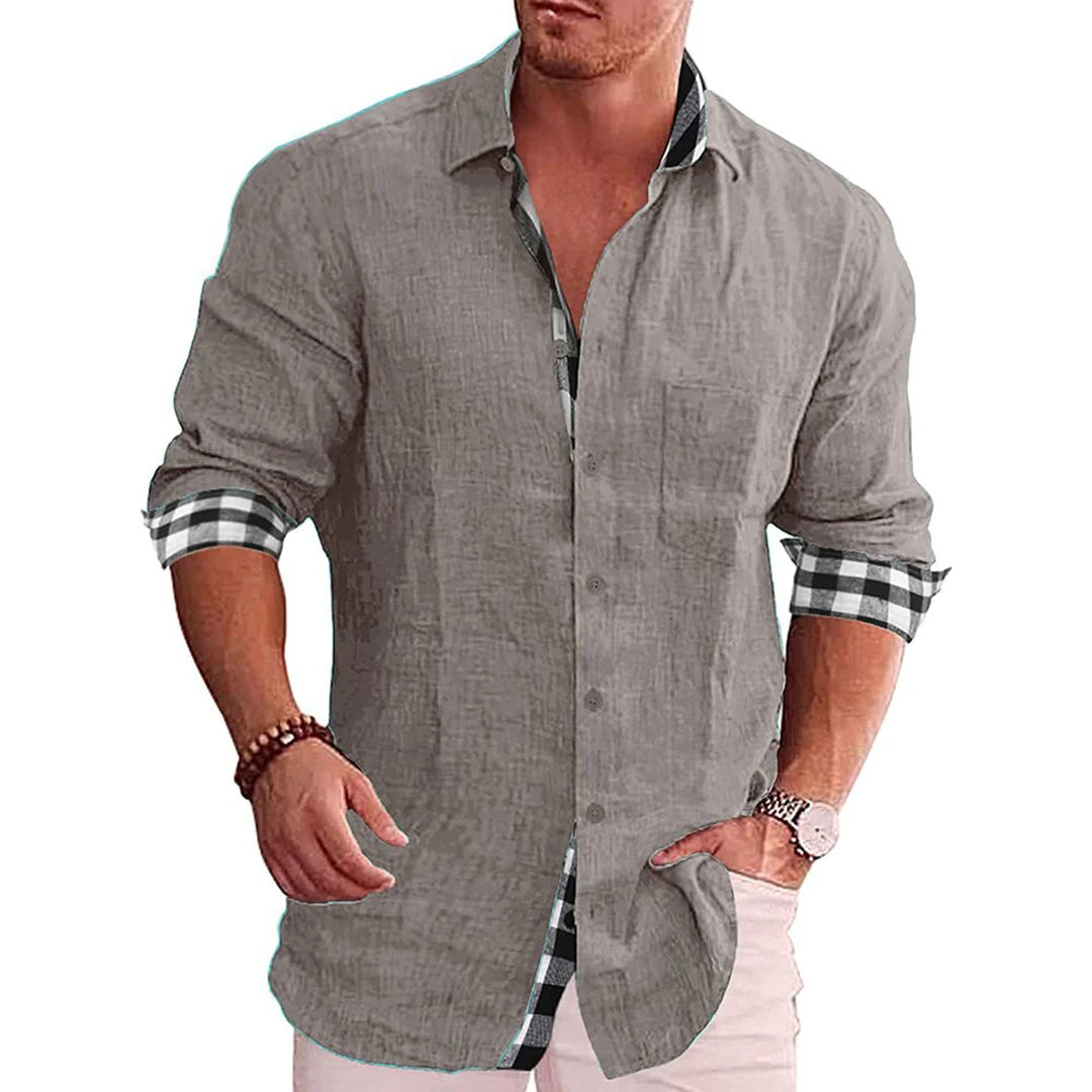 Chemise Homme Slim Fit Noire Avec Manches Longues Fermeture Par Boutons Poignets Contrastants Allure Nordique