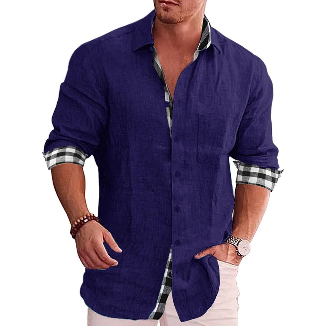 Chemise Homme Slim Fit Noire Avec Manches Longues Fermeture Par Boutons Poignets Contrastants Allure Nordique
