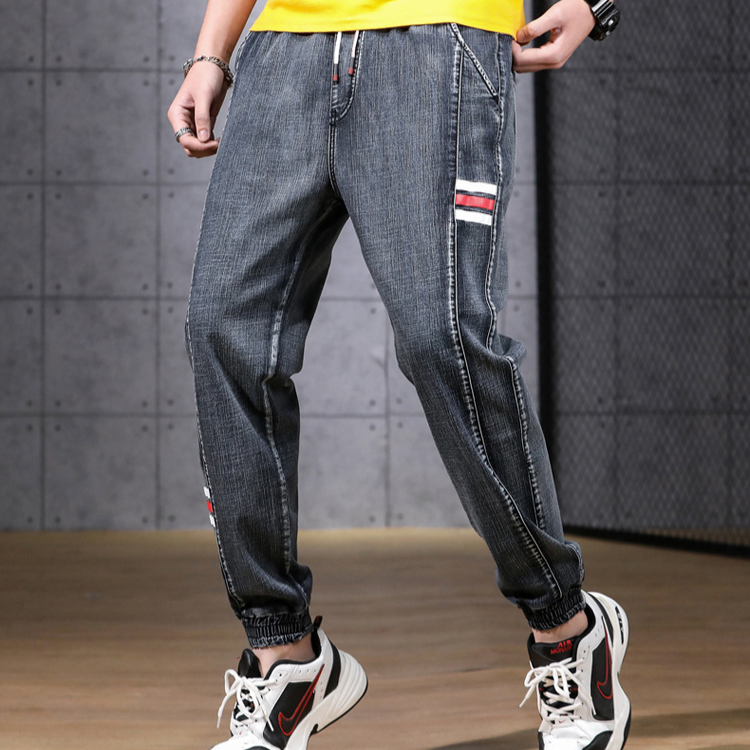 Davidson Denim Cargo Joggers Pantalon Jogger Cargo Denim Léger Avec Taille Elastique Et Finitions Rayées