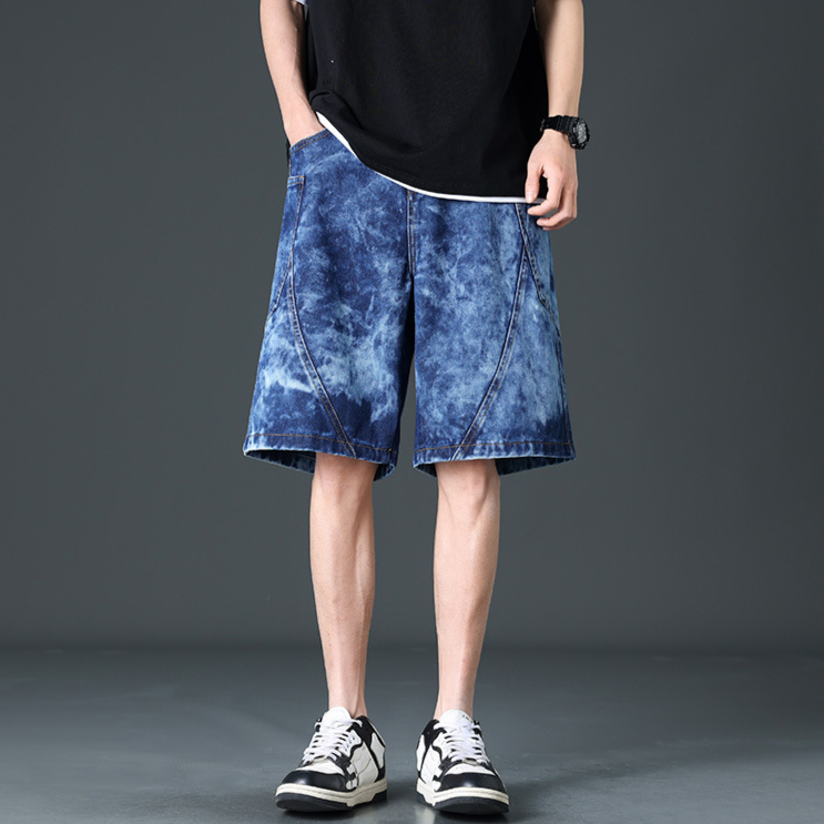 Shorts En Denim Delano À Jambe Large Avec Poches Oversize Et Détails De Coutures Inclinées Avec Finition Acid Wash