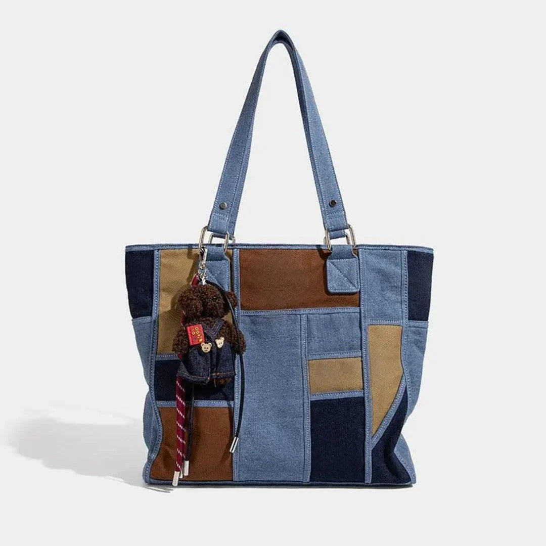 Denim Patchwork Tote Bag - Amawinc
