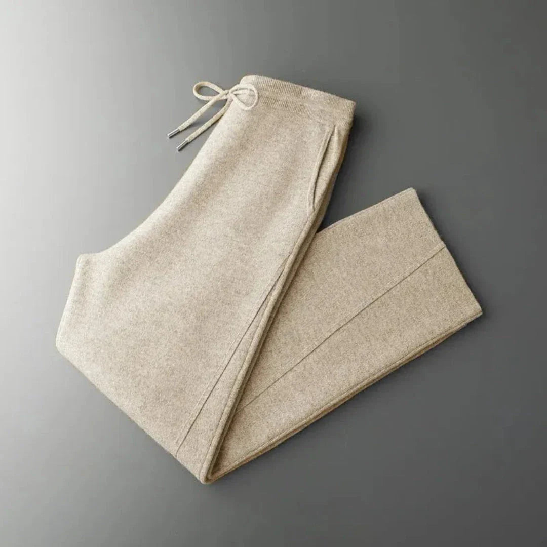 Devin Pantalon Jogger Tricoté en Cachemire Coupe Large Ceinture Ajustable à Cordon