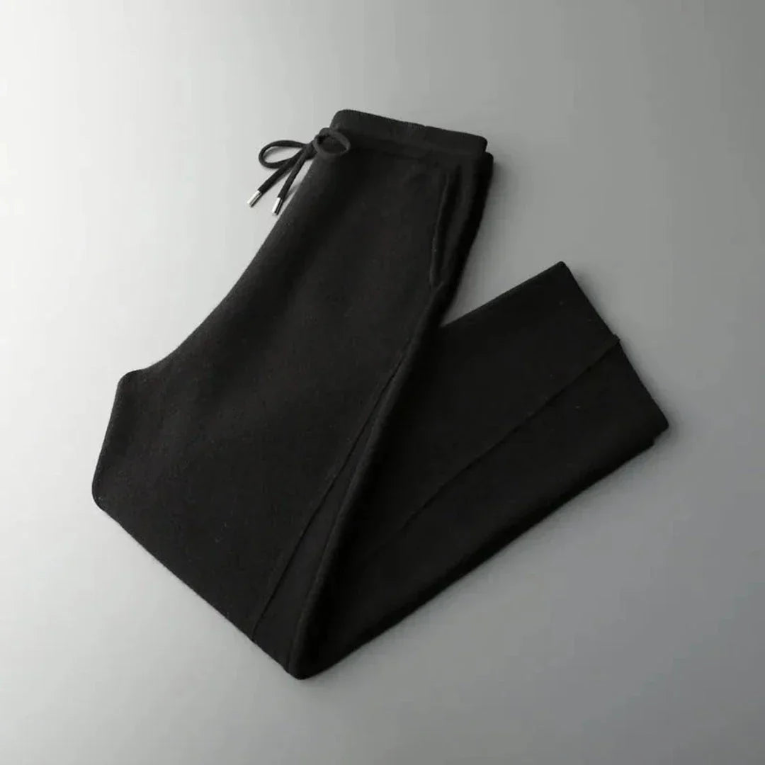 Devin Pantalon Jogger Tricoté en Cachemire Coupe Large Ceinture Ajustable à Cordon