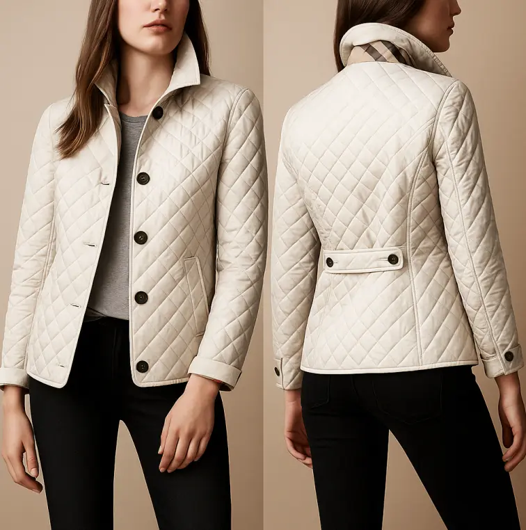 Veste Matelassée Pour Femme Avec Motif Diamant Et Col Montant Confortable Pour Hiver