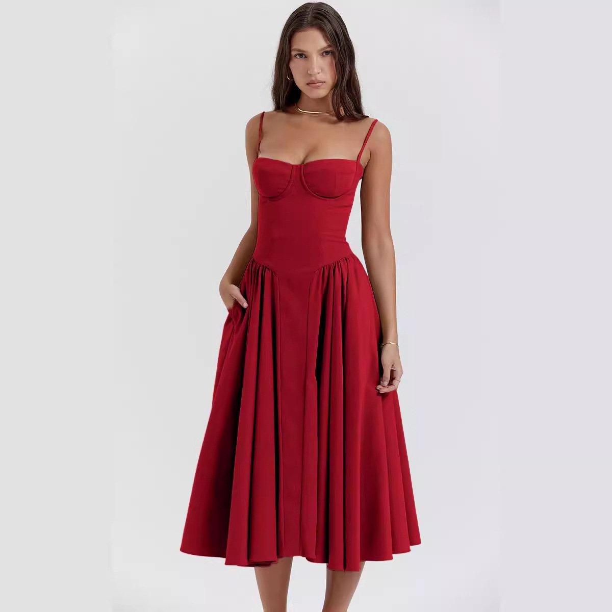 Midikleid Diana: weit geschnitten, mit Trägern