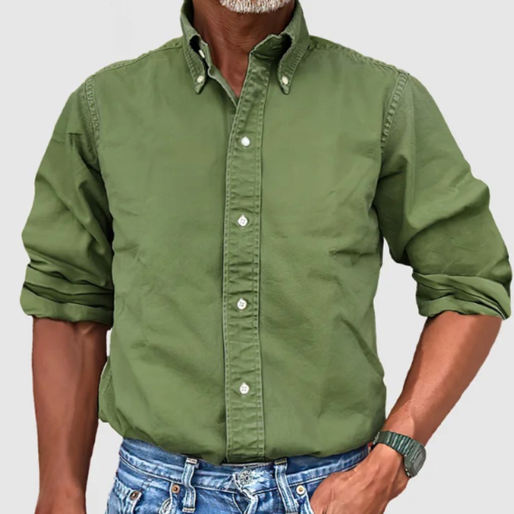 Chemise Homme Manches Longues Coupe Regular Respirante Boutons Coton 100 Pour Cent Décontractée Quotidienne