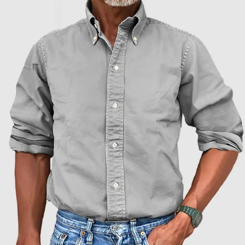 Chemise Homme Manches Longues Coupe Regular Respirante Boutons Coton 100 Pour Cent Décontractée Quotidienne